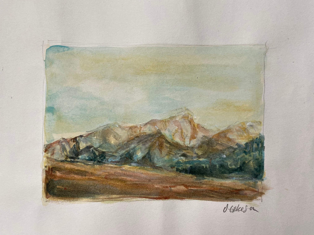 Alpine landscape - original acrylic on paper ‘Madonna di Campiglio’ - Orla Gilkeson Art