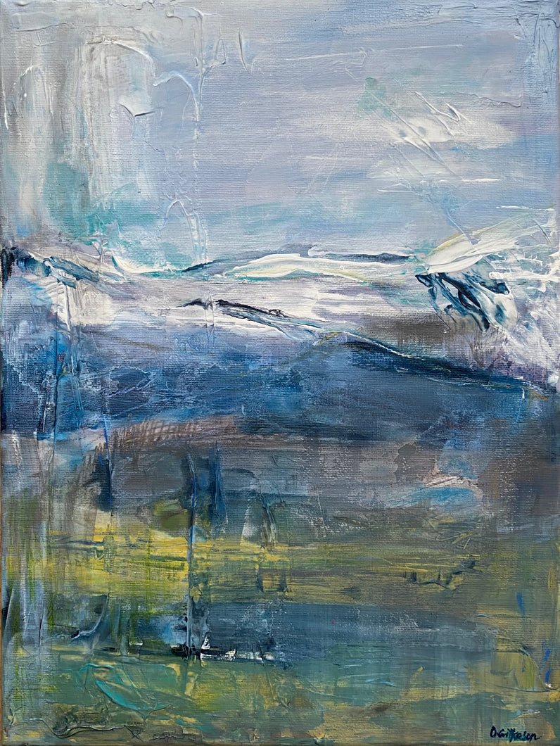 Abstract Painting Mourne Mountains in Blue