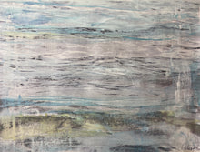 Load image into Gallery viewer, Mixed Media Abstract Seascape Overpainted Photograph - Blue, Grey and Yellow
