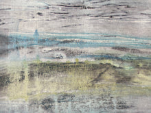 Load image into Gallery viewer, Mixed Media Abstract Seascape Overpainted Photograph - Blue, Grey and Yellow
